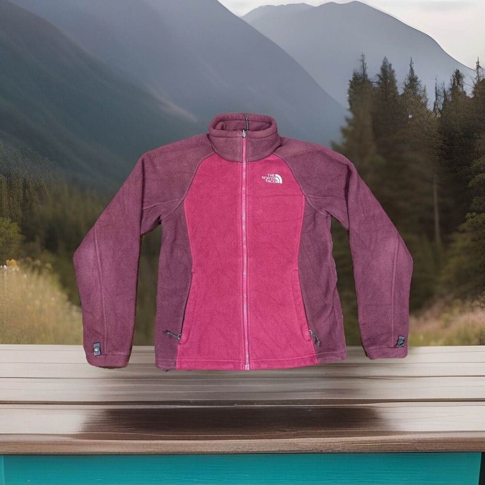 The North Face Full Zip Pink Maroon Fleece Long‎ Sleeve Jacket Women's Size S